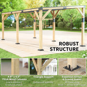 Outsunny 10' x 20' Fir Wood Lean-To Gazebo with Galvanized Steel Sloped Roof