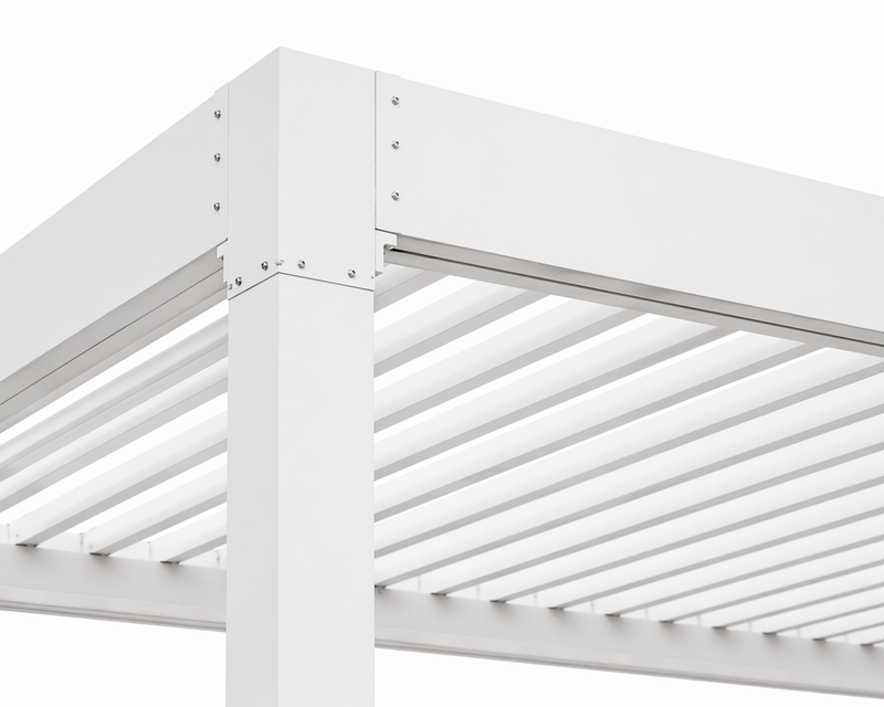 EROMMY 12x12 Aluminum Pergola with Louvered Roof – White