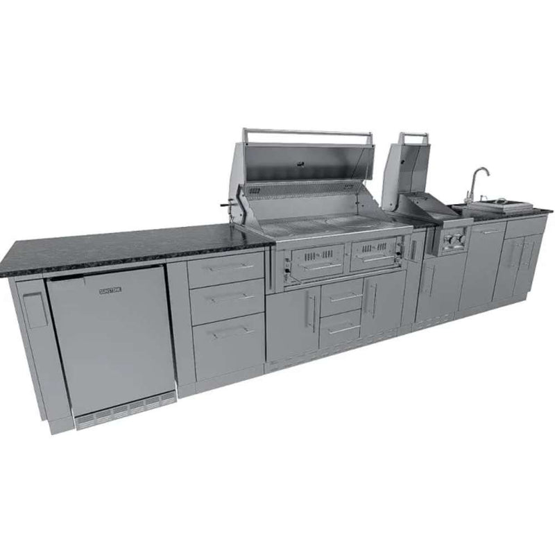 Sunstone THE DALLAS - open grill lids, fridge and sink