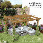Outsunny 10' x 12' Fir Wood Pergola with Arched Grape Trellis Roof