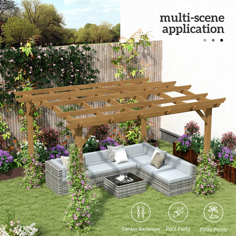 Outsunny 10' x 12' Fir Wood Pergola with Arched Grape Trellis Roof