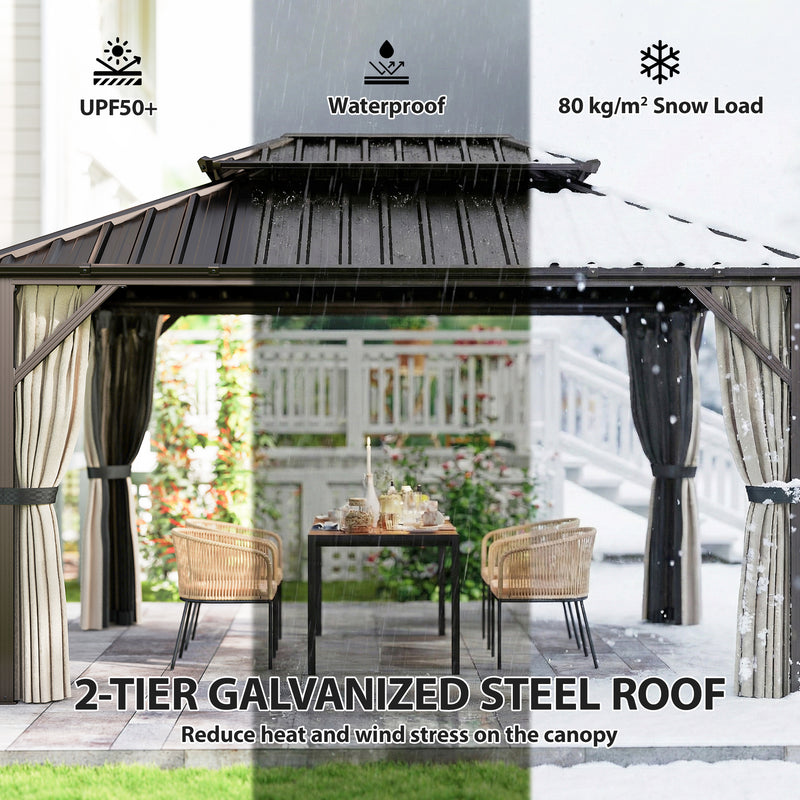 Outsunny 10' x 14' Aluminum Hardtop Gazebo with Double Galvanized Steel Roof