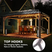 Outsunny 12' x 16' Wood-Look Hardtop Gazebo with Galvanized Steel Roof and Clear Panels
