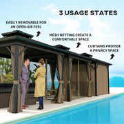 Outsunny 10' x 10' Aluminum Round Hardtop Gazebo with Metal Roof and Curtains