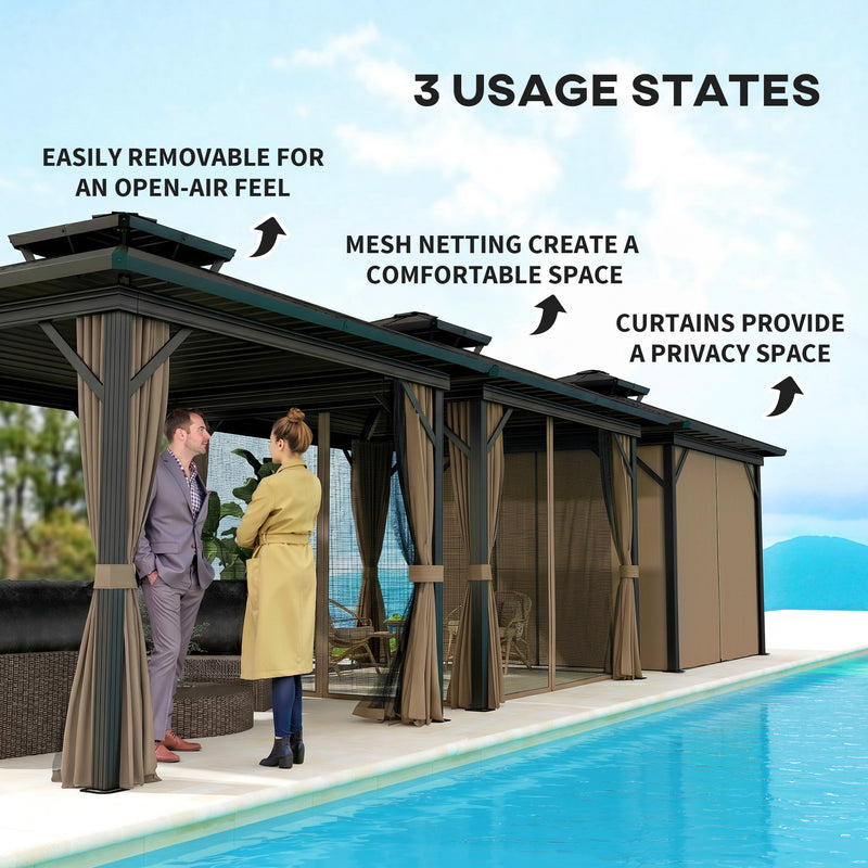Outsunny 10' x 10' Aluminum Round Hardtop Gazebo with Metal Roof and Curtains