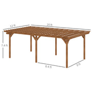 Outsunny 12' x 20' Wood Pergola with Grape Trellis for Climbing Plants