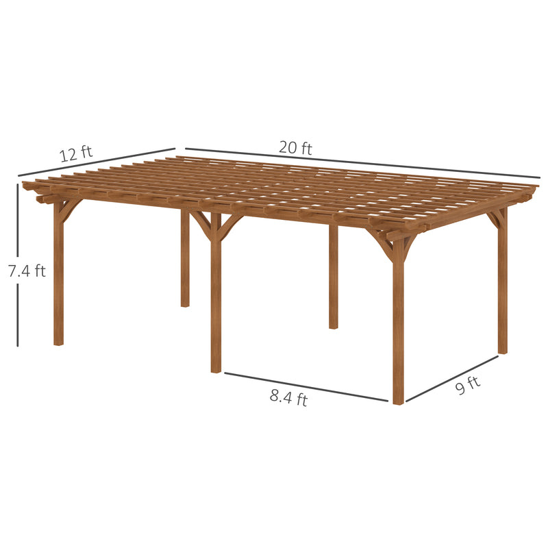 Outsunny 12' x 20' Wood Pergola with Grape Trellis for Climbing Plants