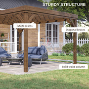 Outsunny 10' x 12' Fir Wood Pergola with Grape Trellis and Concrete Anchors