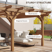Outsunny 12' x 16' Wood Pergola with Grape Trellis for Climbing Plants