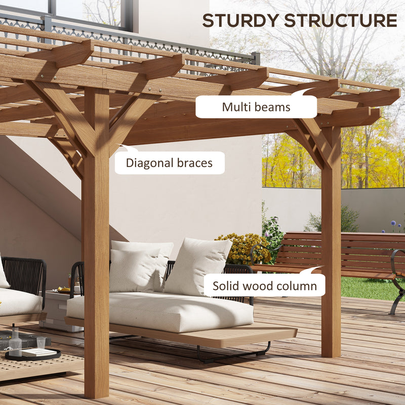 Outsunny 12' x 16' Wood Pergola with Grape Trellis for Climbing Plants