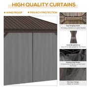 Outsunny 10' x 12' Aluminum Hardtop Gazebo with Single Metal Roof, Curtains and Netting