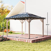 Outsunny 10' x 12' Wood-Look Hardtop Gazebo with Galvanized Steel Roof and Clear Panels
