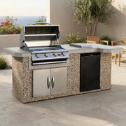Cal Flame Avalon Q 820 L-shaped BBQ island, River Rock finish