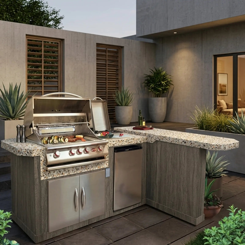 Cal Flame Malibu Q 830 island, Whites Ash finish