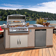 Cal Flame Atlantic Q 801 8 ft BBQ island with porcelain tile top and stucco base