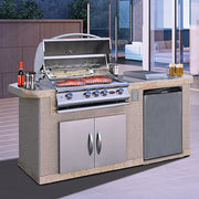 Cal Flame Pacifica Q 701 7 ft BBQ island with porcelain tile top and stucco base