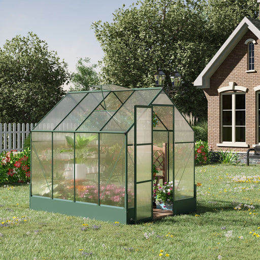 Outsunny 8' x 6' Aluminum Greenhouse with Polycarbonate Panels and Roof Vent