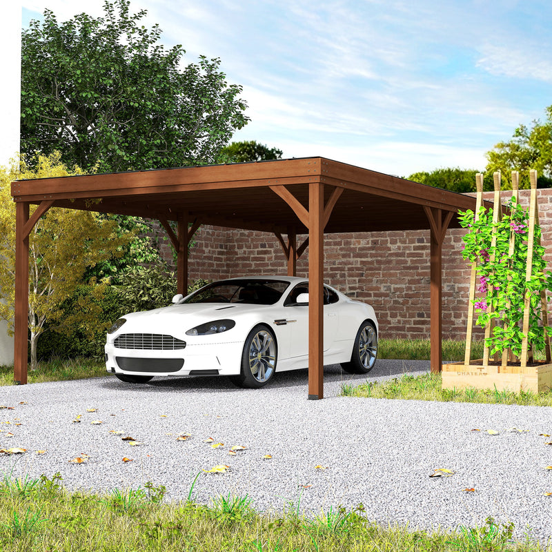 Outsunny 12' x 20' Fir Wood Pergola with Grape Trellis and Concrete Anchors