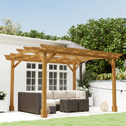 Outsunny 10' x 12' Fir Wood Pergola with Arched Grape Trellis Roof
