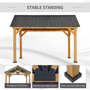 Outsunny 11' x 13' Fir Wood Hardtop Gazebo with Galvanized Steel Roof