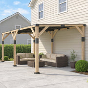 Outsunny 10' x 20' Fir Wood Lean-To Gazebo with Galvanized Steel Sloped Roof