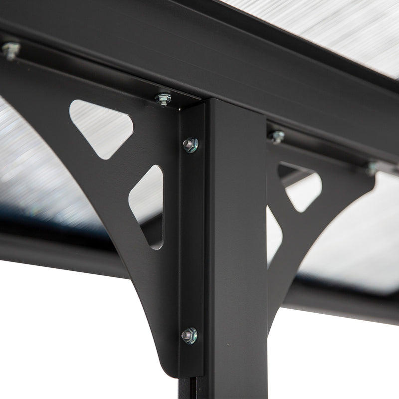 Outsunny 14.5' x 10' Aluminum Wall-Mounted Pergola with Polycarbonate UV-Blocking Roof