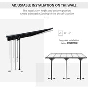 Outsunny 12' x 10' Aluminum Pergola with Polycarbonate Roof and UV Protection