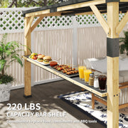 Outsunny 10' x 14' Fir Wood Lean-To Gazebo with Galvanized Steel Roof and Bar Shelf
