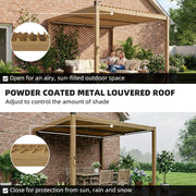 Outsunny 10' x 10' Steel Louvered Pergola with Solar LED Lighting and Drainage Gutters