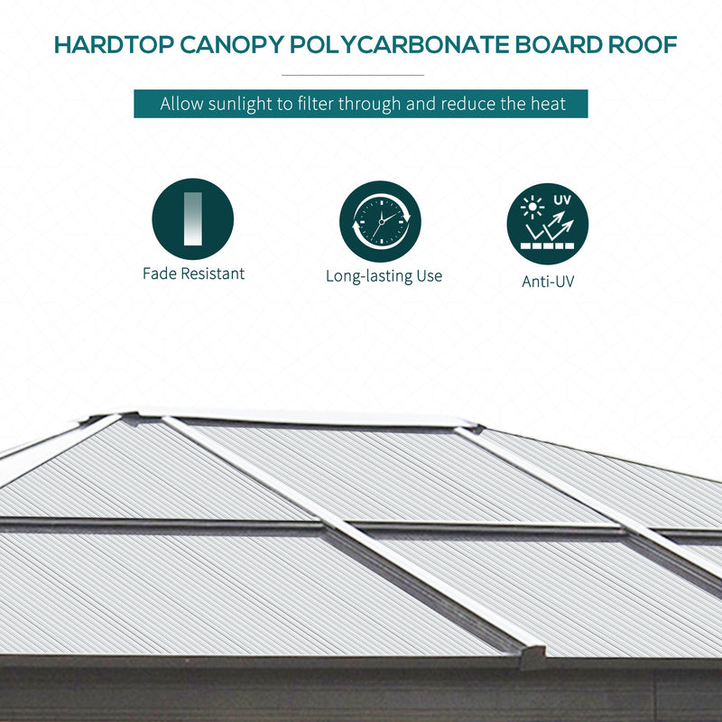 Outsunny 10' x 12' Aluminum Hardtop Gazebo with Polycarbonate Roof and Netting