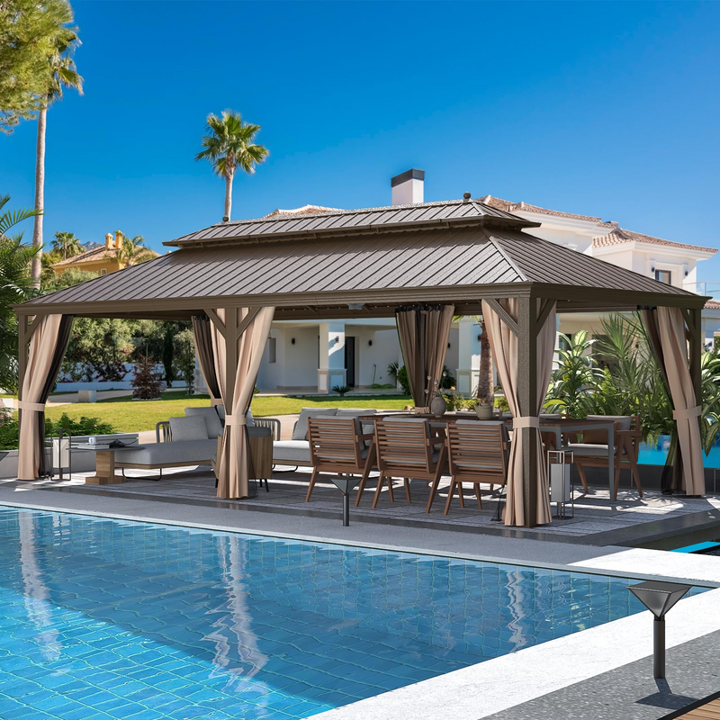 Erommy 12x24 Hardtop Gazebo backyard lifestyle