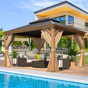 Erommy 10x12 Wood Grain Gazebo exterior