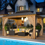 Erommy 10x12 Wood Grain Gazebo backyard lifestyle