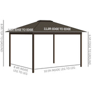 Outsunny 11.9' x 9.8' Aluminum Hardtop Gazebo with Metal Roof, Curtains and Netting