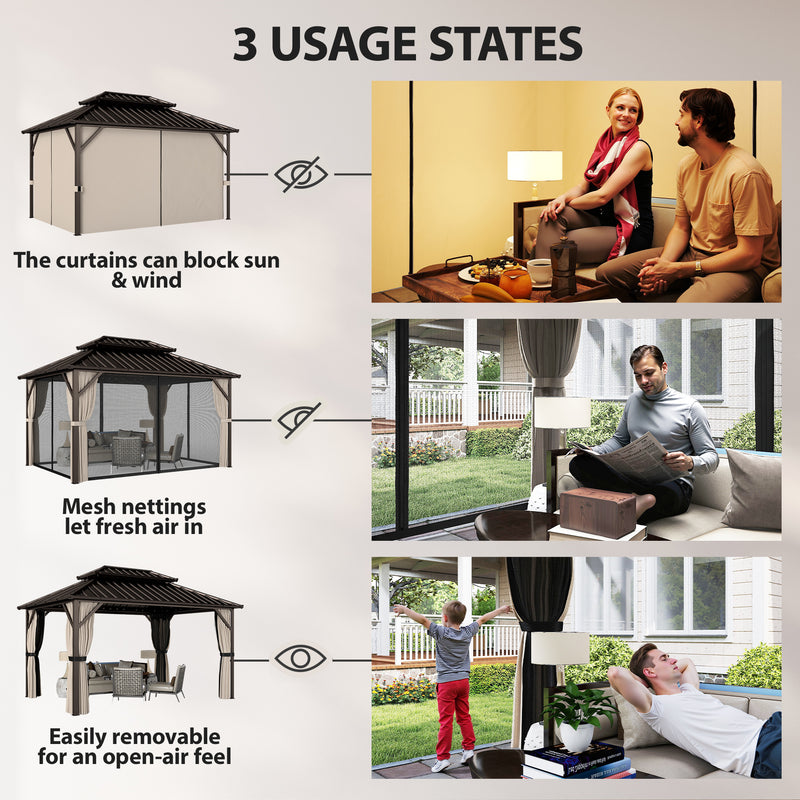 Outsunny 10' x 14' Aluminum Hardtop Gazebo with Double Galvanized Steel Roof