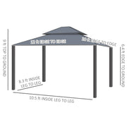 Outsunny 10' x 12' Aluminum Hardtop Gazebo with Double Roof and Enclosed Sidewalls