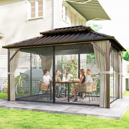 Outsunny 10' x 14' Aluminum Hardtop Gazebo with Double Galvanized Steel Roof
