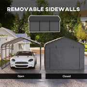 Outsunny Metal Carport with Galvanized Steel Roof and Removable Sidewalls