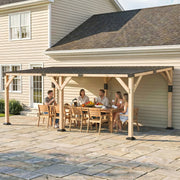 Outsunny 10' x 20' Fir Wood Lean-To Gazebo with Galvanized Steel Sloped Roof