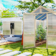 Outsunny 6.6' x 8' Fir Wood Greenhouse with Polycarbonate Panels and Roof Vent