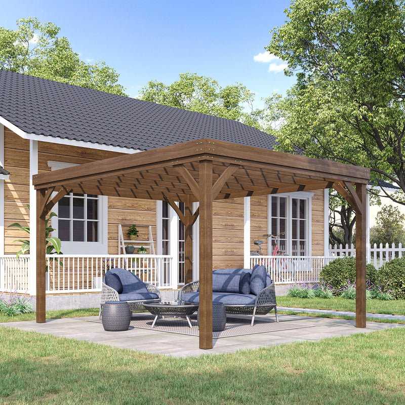 Outsunny 10' x 12' Fir Wood Pergola with Grape Trellis and Concrete Anchors
