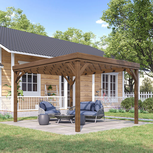 Outsunny 10' x 12' Fir Wood Pergola with Grape Trellis and Concrete Anchors