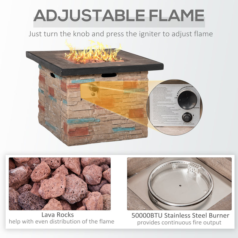 Outsunny 32" Propane Gas Fire Pit Table, 50,000 BTU with Auto-Ignition and Lava Rocks