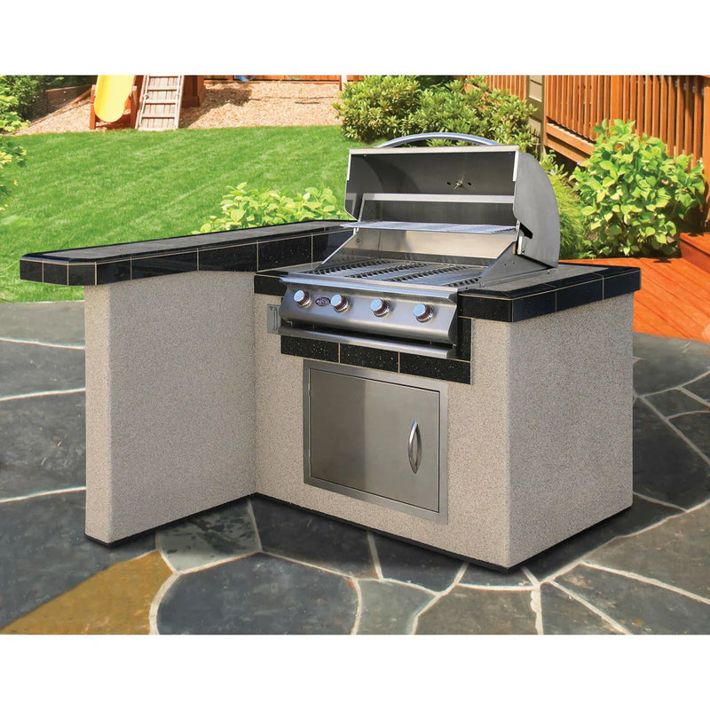 Cal Flame Maui Q 401 patio BBQ island with bar counter outdoors