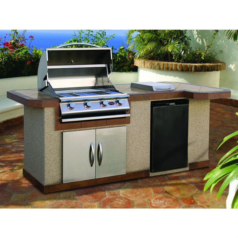 Cal Flame Avalon Q 820 L-shaped BBQ island outdoors