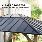 Outsunny 10' x 12' Wood-Look Hardtop Gazebo with Galvanized Steel Roof and Clear Panels