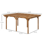 Outsunny 12' x 16' Wood Pergola with Grape Trellis for Climbing Plants