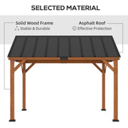 Outsunny 11' x 12' Wood Frame Hardtop Gazebo with Waterproof Asphalt Roof