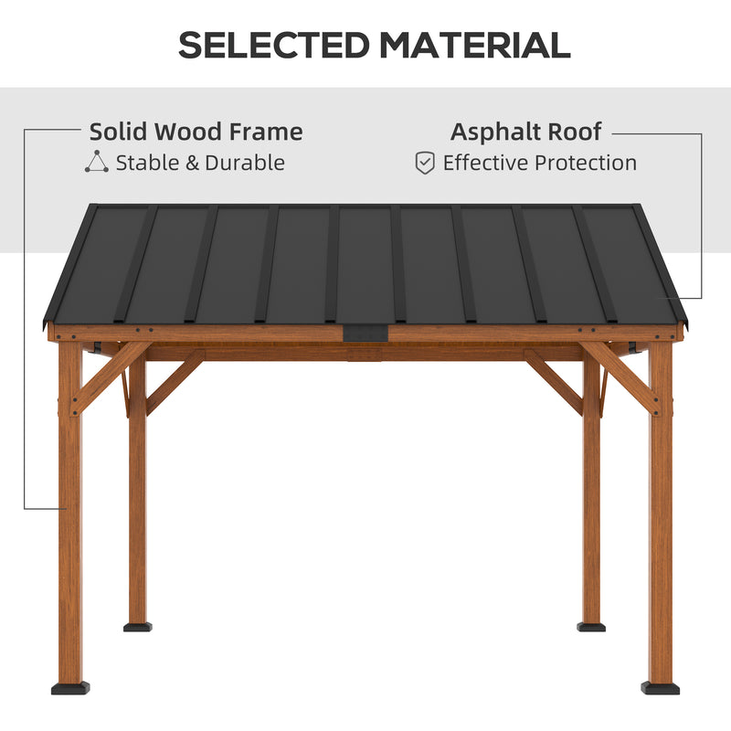 Outsunny 11' x 12' Wood Frame Hardtop Gazebo with Waterproof Asphalt Roof