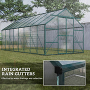 Outsunny 16' x 8' Aluminum Walk-In Greenhouse with Polycarbonate Panels and Rain Gutter